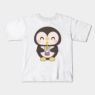 Bubble Tea Penguin Kids T-Shirt